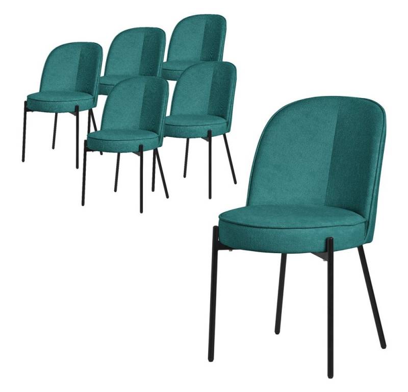 ML-DESIGN Polsterstuhl Esszimmerstühle mit Rückenlehne moderne Design Lounge Küchenstühle (6 St), Esstischstühle 6er Set Petrol Küchenstuhl Stahl Polyester bis 120 kg von ML-DESIGN