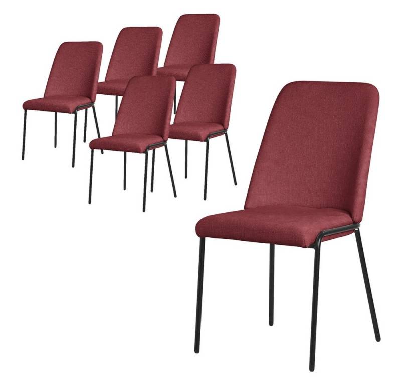 ML-DESIGN Polsterstuhl Esszimmerstühle mit Rückenlehne moderne Design Lounge Küchenstühle (6 St), Esstischstühle 6er Set Rot Küchenstuhl Stahl Polyester bis 120 kg von ML-DESIGN