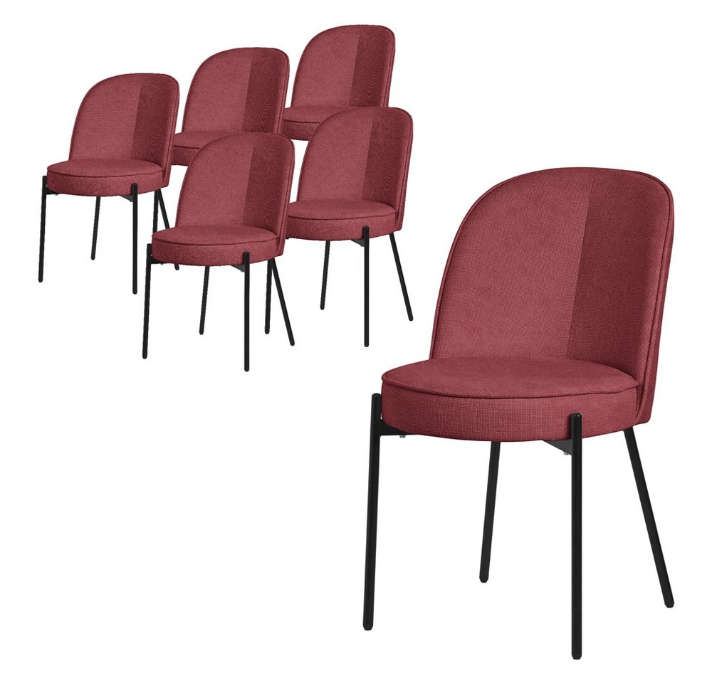 ML-DESIGN Polsterstuhl Esszimmerstühle mit Rückenlehne moderne Design Lounge Küchenstühle (6 St), Esstischstühle 6er Set Rot Küchenstuhl Stahl Polyester bis 120 kg von ML-DESIGN