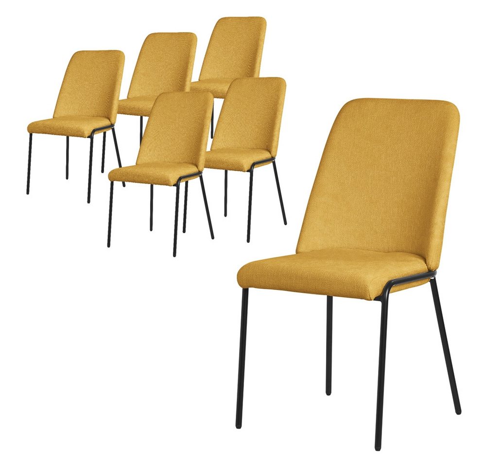 ML-DESIGN Polsterstuhl Esszimmerstühle mit Rückenlehne moderne Design Lounge Küchenstühle (6 St), Esstischstühle 6er Set Senf Küchenstuhl Stahl Polyester bis 120 kg von ML-DESIGN