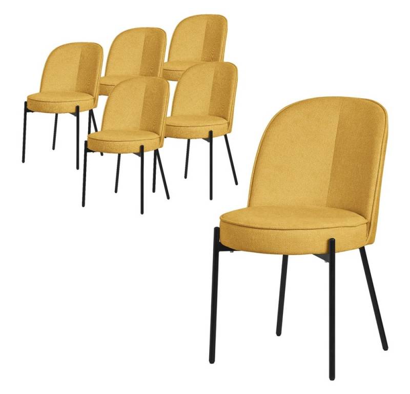 ML-DESIGN Polsterstuhl Esszimmerstühle mit Rückenlehne moderne Design Lounge Küchenstühle (6 St), Esstischstühle 6er Set Senf Küchenstuhl Stahl Polyester bis 120 kg von ML-DESIGN