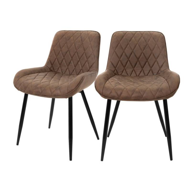 ML-DESIGN Polsterstuhl Esszimmerstuhl mit Rücken- und Armlehnen Metallbeine Küchenstuhl (2 St), Wohnzimmerstuhl Braun, PU-Kunstleder Sitzfläche Esstischstühle von ML-DESIGN