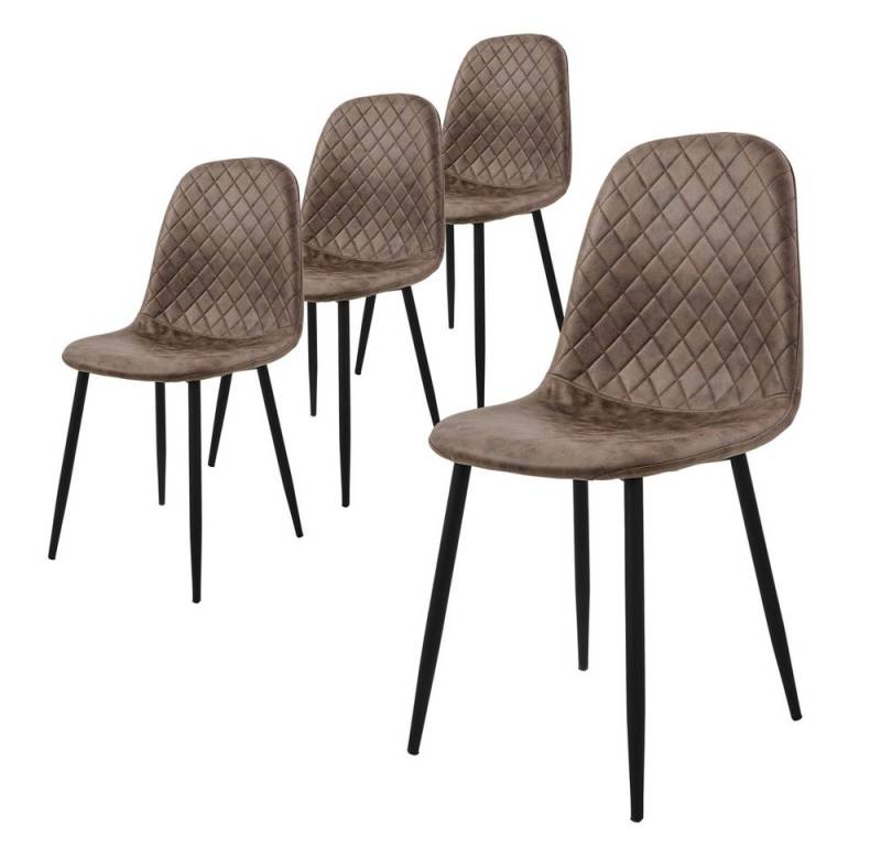 ML-DESIGN Polsterstuhl Esszimmerstuhl mit Rückenlehne, Polsterstuhl mit Metallbeinen (4 St), Wohnzimmerstuhl ergonomisch Braun mit Kunstlederbezug Küchenstuhl von ML-DESIGN