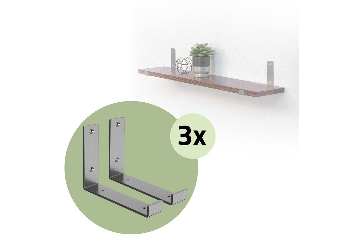 ML-DESIGN Regal Regalhalterung Regalwinkel Regalträger Wandhalterung Wandregal, 6-tlg., 6 Stück Regalträger Grau 200 mm Metall L-Form Wandregal Industriel von ML-DESIGN