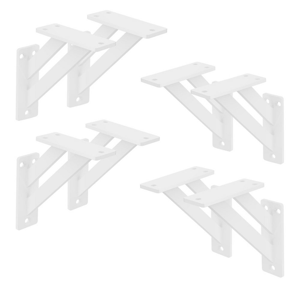 ML-DESIGN Regal Regalhalterungen aus Aluminium Wandhalterung für Regalbrett, 8-tlg., 8x Regalhalter 120x120 mm Weiß Aluminium Regalwinkel Wandregal von ML-DESIGN