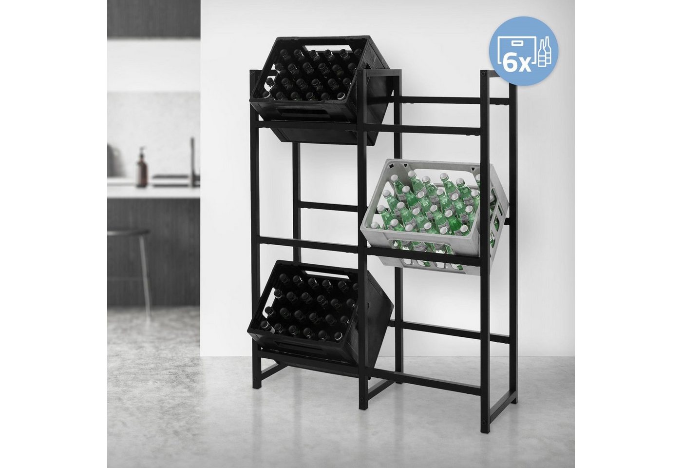 ML-DESIGN Regal Standregal für Getränkekisten aus Stahl freistehend, 1-tlg., Getränkeregal für 2 Kisten 47x31x75,5 cm Anthrazit Kistenständer von ML-DESIGN