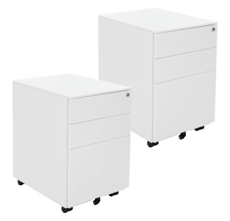 ML-DESIGN Rollcontainer Mobiler Bürocontainer mit Schubladen für Akten & Dokumente, (2 St), Rollschrank aus Stahl Weiß Schubladenschrank Rollwagen Büroschrank von ML-DESIGN
