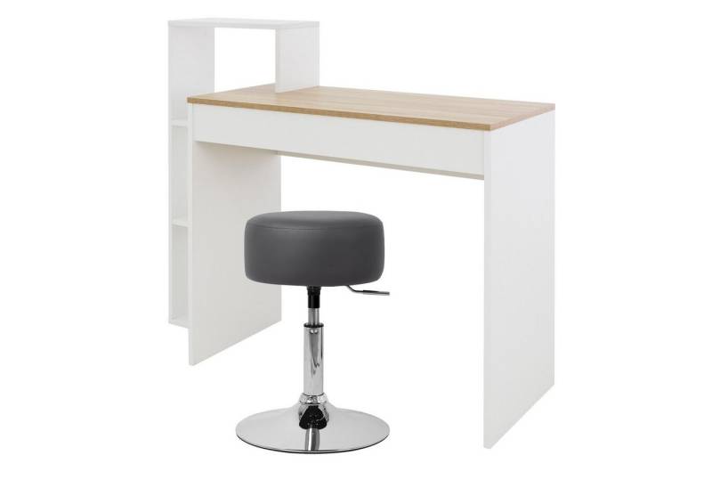 ML-DESIGN Schreibtisch Arbeitstisch mit Regal 3 Einlegeböden 2in1 System für Arbeitszimmer (Komplett-Set), Bürotisch Computertisch PC Tisch Laptoptisch mit Sitzhocker Homeoffice von ML-DESIGN
