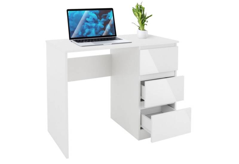 ML-DESIGN Schreibtisch Bürotisch mit 3 Schubladen, 3 Regale und Tastaturauszug für Heim /Bürö, Arbeitstisch Bürotisch Büromöbel Laptoptisch PC Tisch viel Stauraum von ML-DESIGN