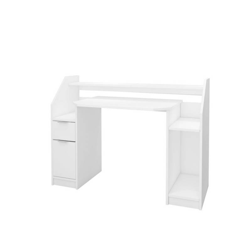 ML-DESIGN Schreibtisch Computertisch mit Schublade, Tür, Stauraum,offenen Ablagefächern, Bürotisch aus Holz, Weiß, Arbeitstisch PC-Tisch Gaming Tisch von ML-DESIGN