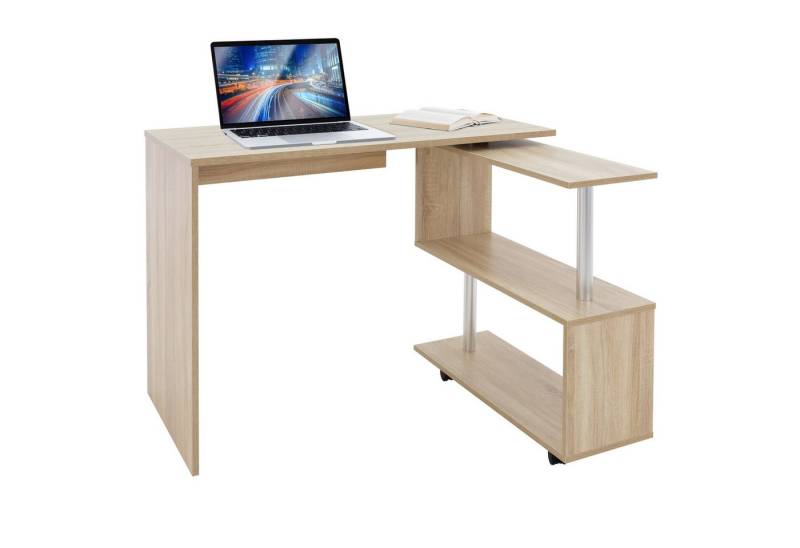 ML-DESIGN Schreibtisch Eckschreibtisch drehbar 90° mit 4 leichtgängige Rollen Computertisch, Arbeistisch Bürotisch PC Tisch Winkelschreibtisch L-Form 150x88x75cm von ML-DESIGN