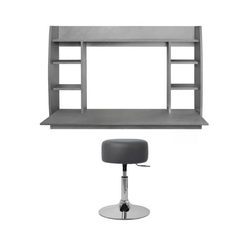 ML-DESIGN Schreibtisch Wanschreibtisch mit Regalelement und geräumigen Fächern für PC, Bürotisch Computertisch Wandschrank Wandtisch Arbeitstisch 110x75x48 c von ML-DESIGN