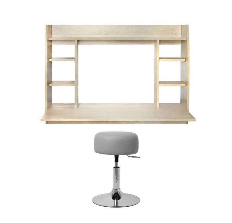 ML-DESIGN Schreibtisch Wanschreibtisch mit Regalelement und geräumigen Fächern für PC, Bürotisch Computertisch Wandschrank Wandtisch Arbeitstisch 110x75x48 c von ML-DESIGN
