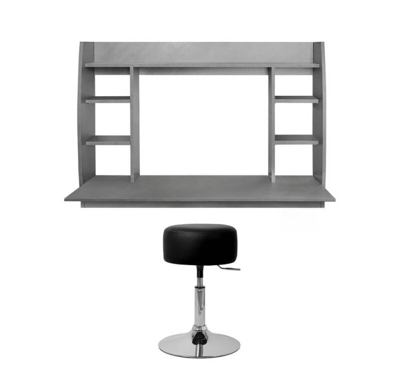 ML-DESIGN Schreibtisch Wanschreibtisch mit Regalelement und geräumigen Fächern für PC, Bürotisch Computertisch Wandschrank Wandtisch Arbeitstisch 110x75x48 c von ML-DESIGN