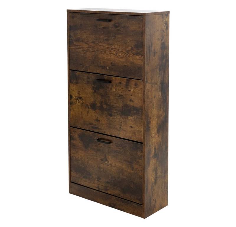 ML-DESIGN Schuhschrank Schuhkommode aus Holz Schuhregal Schuhständer Schuhablage mit 3 Klappfächern Dunkelbraun Schuhkipper von ML-DESIGN