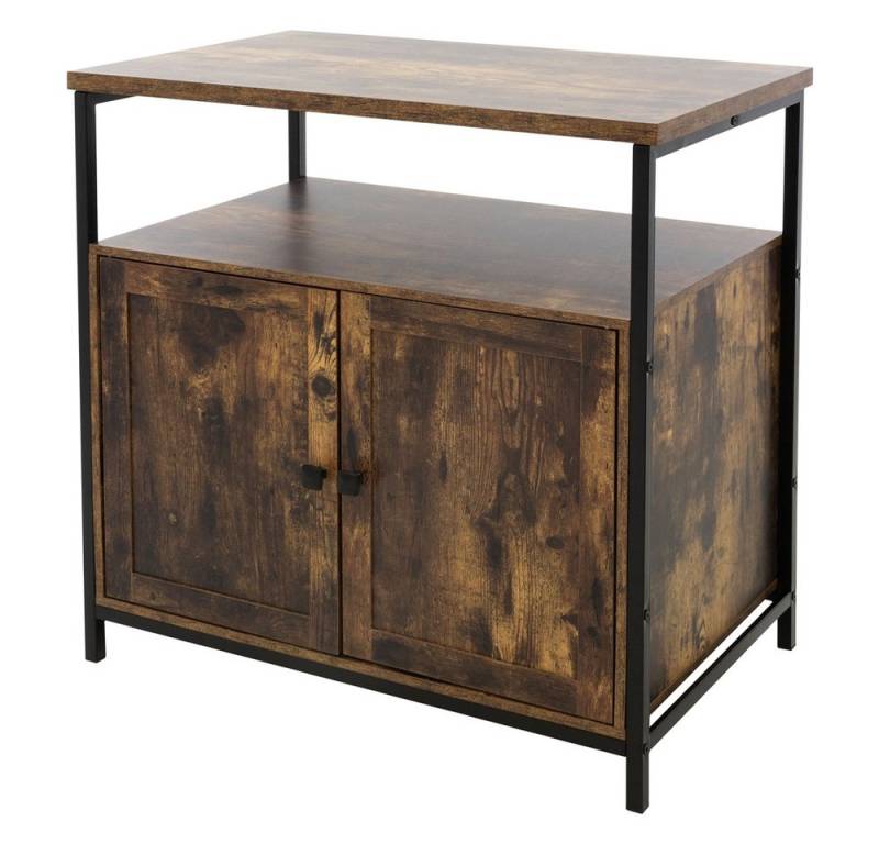 ML-DESIGN Lowboard Küchenschrank Highboard Aufbewahrungsschrank, Holz 80x80,5x50,5cm Vintagebraun Metallgestell Schwarz-matt von ML-DESIGN