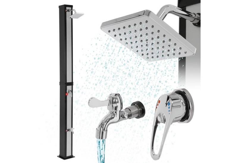 ML-DESIGN Solardusche Gartendusche Außendusche Pooldusche bis 60°C ohne Stromanschluss (1 St), 40L Eckig mit Fußdusche und Regenduschkopf warmes Wasser von ML-DESIGN