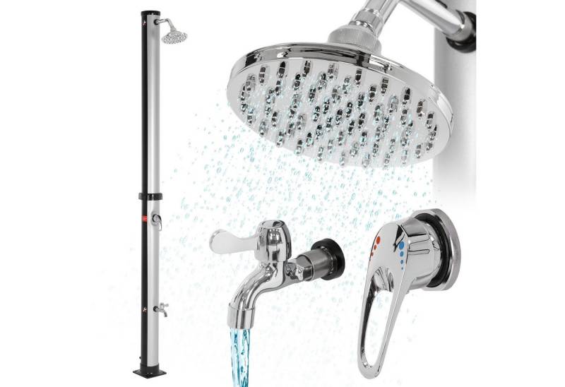 ML-DESIGN Solardusche Gartendusche Außendusche Pooldusche bis 60°C ohne Stromanschluss (1 St), Solardusche 20L rund Silber 11,5x210x11,5cm ohne Bodenelement von ML-DESIGN