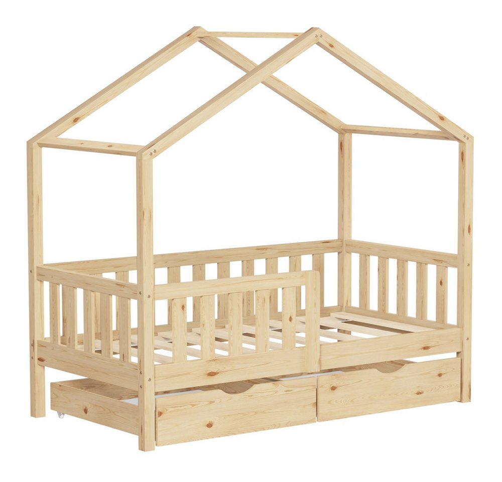 ML-DESIGN Spielbett Hausbett Kinderbett inkl. 2 Schubladen, Lattenrost und Rausfallschutz, Abenteuerbett 70x140cm Haus Bett Himmelbett Kiefer Jugendbett Natur ML-DESIGN Spielbett Hausbett Kinderbett inkl. 2 Schubladen, Lattenrost und Rausfallschutz, Abenteuerbett 70x140cm Haus Bett Himmelbett Kiefer Jugendbett Natur von ML-DESIGN
