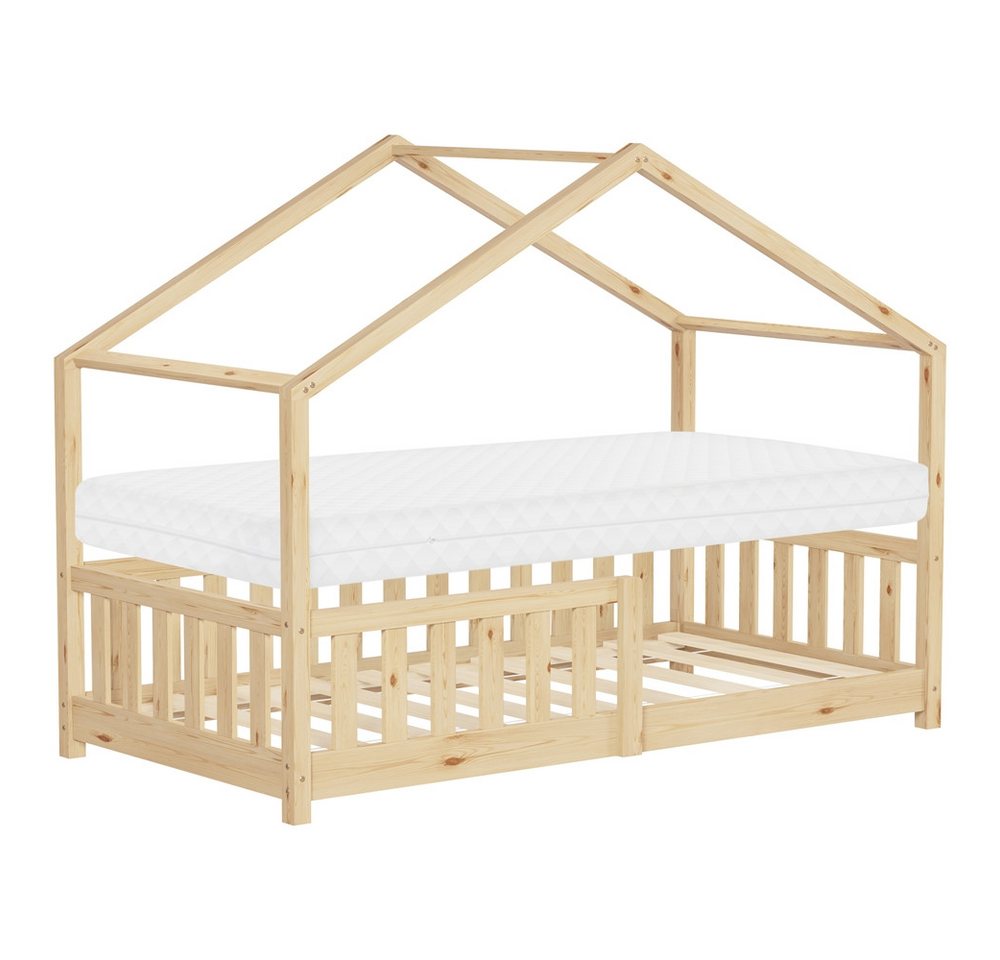 ML-DESIGN Spielbett Hausbett Kinderbett inkl. Lattenrost & Rausfallschutz Kinder Bodenbett, Abenteuerbett 80x160cm mit Matratze Himmelbett Kiefer Jugendbett Natur ML-DESIGN Spielbett Hausbett Kinderbett inkl. Lattenrost & Rausfallschutz Kinder Bodenbett, Abenteuerbett 80x160cm mit Matratze Himmelbett Kiefer Jugendbett Natur von ML-DESIGN