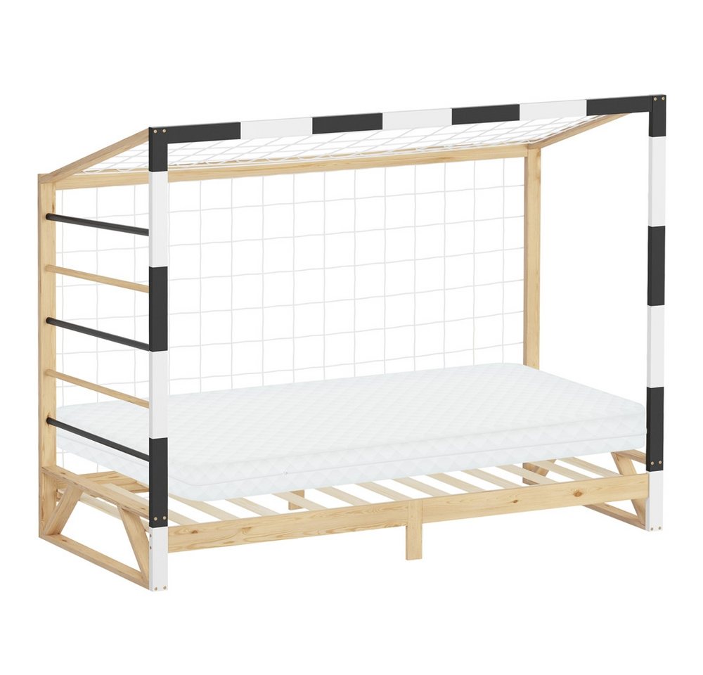 ML-DESIGN Spielbett Kinderbett Fußballtor Holzbett mit Lattenrost Kletterleiter & Netz, Abenteuerbett 90x200cm Natur für Kinder aus Kiefernholz mit Matratze ML-DESIGN Spielbett Kinderbett Fußballtor Holzbett mit Lattenrost Kletterleiter & Netz, Abenteuerbett 90x200cm Natur für Kinder aus Kiefernholz mit Matratze von ML-DESIGN