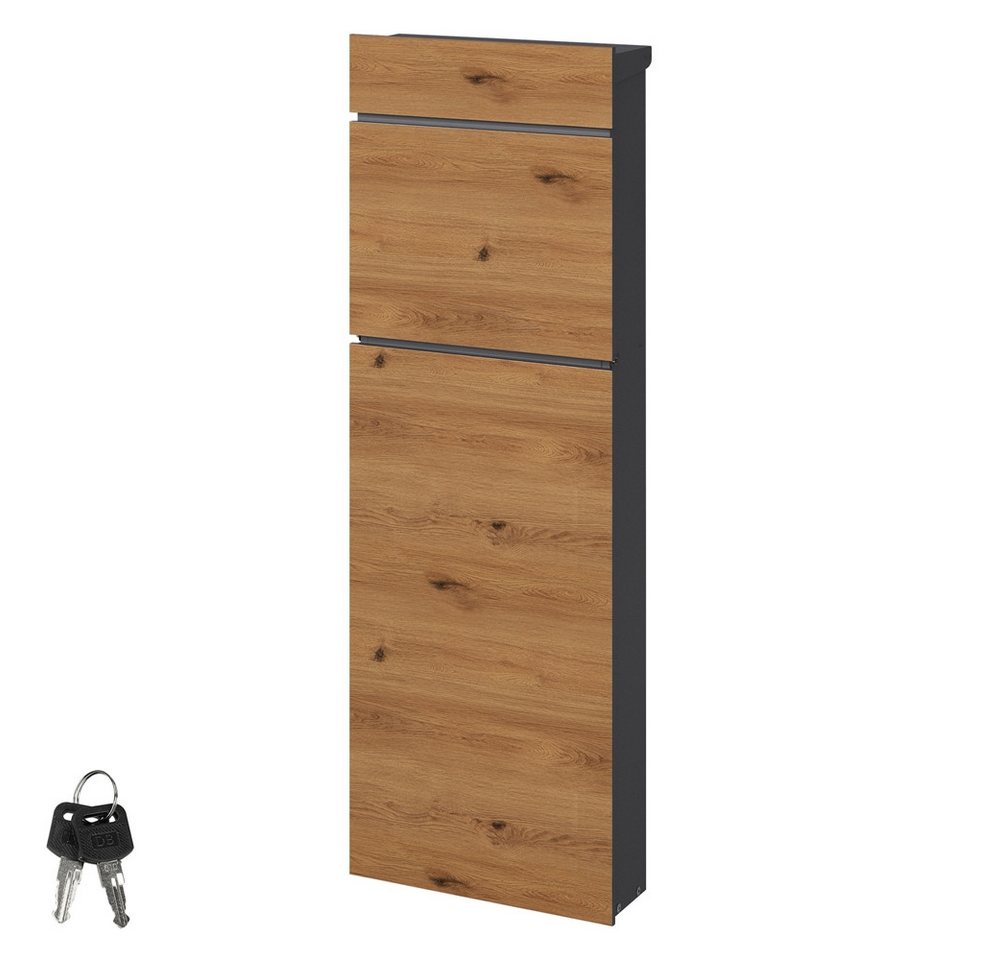 ML-DESIGN Standbriefkasten Briefkasten Postkasten Postbox, freistehend Holzdekor rostfreier Stahl 39,5x14,1x115cm mit 2 Schlüssel von ML-DESIGN