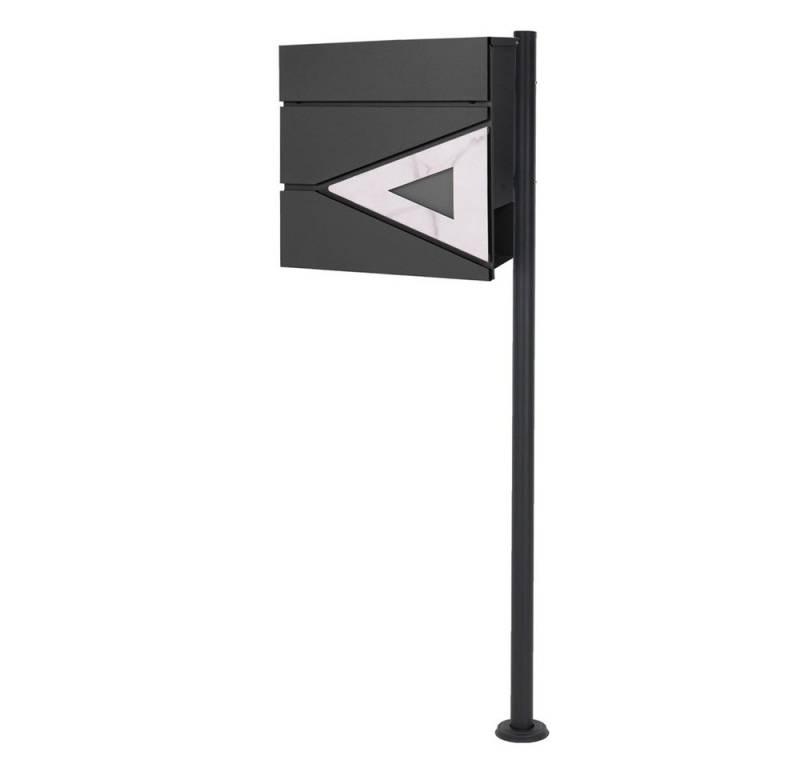 ML-DESIGN Standbriefkasten Briefkasten Postkasten mit Zeitungsfach, inkl. Standfuß, Briefkastenanlage mit Ständer Anthrazit 120cm Mailbox mit Pfosten von ML-DESIGN