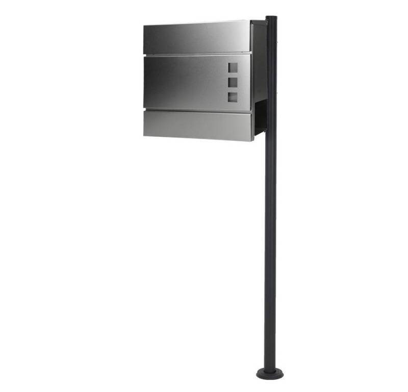 ML-DESIGN Standbriefkasten Briefkasten Postkasten mit Zeitungsfach, inkl. Standfuß, Briefkastenanlage mit Ständer Anthrazit 120cm Mailbox mit Pfosten von ML-DESIGN