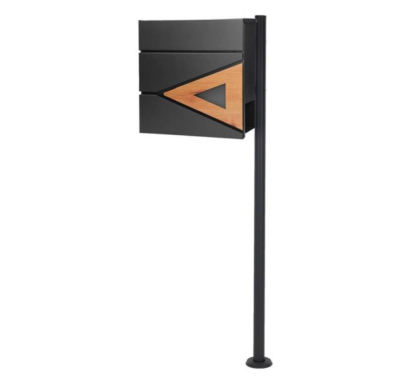 ML-DESIGN Standbriefkasten Briefkasten Postkasten mit Zeitungsfach, inkl. Standfuß, Briefkastenanlage mit Ständer Anthrazit 120cm Mailbox mit Pfosten von ML-DESIGN