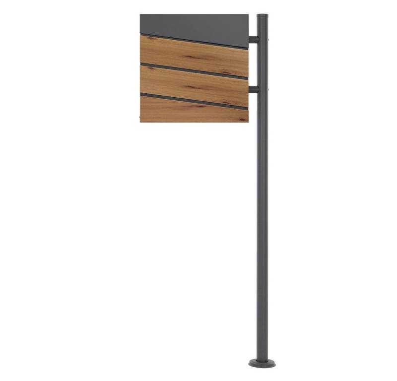 ML-DESIGN Standbriefkasten Briefkasten Postkasten mit Zeitungsfach, inkl. Standfuß, Briefkastenanlage mit Ständer Anthrazit 120cm Mailbox mit Pfosten von ML-DESIGN