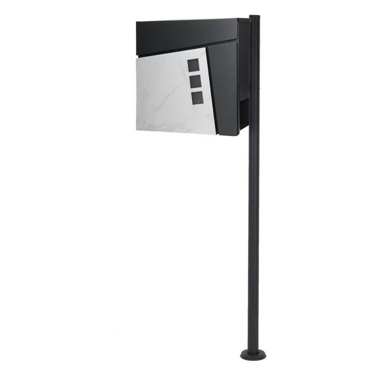 ML-DESIGN Standbriefkasten Briefkasten Postkasten mit Zeitungsfach, inkl. Standfuß, Briefkastenanlage mit Ständer Anthrazit 120cm Mailbox mit Pfosten von ML-DESIGN