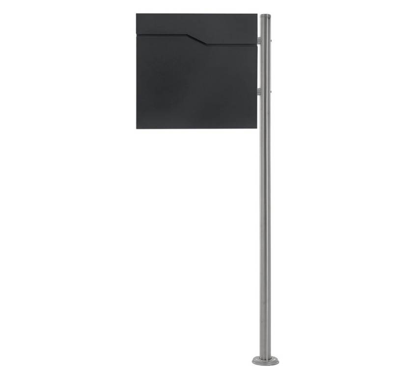 ML-DESIGN Standbriefkasten Briefkasten Postkasten mit Zeitungsfach, inkl. Standfuß, Briefkastenanlage mit Ständer Silber 120cm Mailbox mit Pfosten von ML-DESIGN