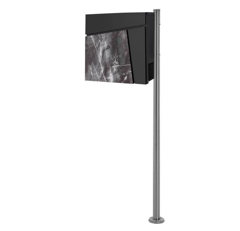 ML-DESIGN Standbriefkasten Briefkasten Postkasten mit Zeitungsfach, inkl. Standfuß, Briefkastenanlage mit Ständer Silber 120cm Mailbox mit Pfosten von ML-DESIGN