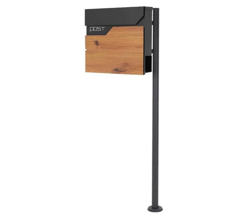 ML-DESIGN Standbriefkasten Briefkasten Postkasten mit Zeitungsfach, inkl. Standfuß, Briefkastenanlage mit Ständer Anthrazit 120cm Mailbox mit Pfosten von ML-DESIGN