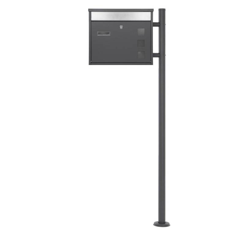ML-DESIGN Standbriefkasten Briefkasten Postkasten mit Zeitungsfach, inkl. Standfuß, Briefkastenanlage mit Ständer Anthrazit 120cm Mailbox mit Pfosten von ML-DESIGN