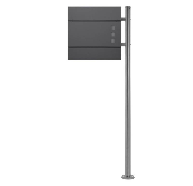 ML-DESIGN Standbriefkasten Briefkasten Postkasten mit Zeitungsfach, inkl. Standfuß, Briefkastenanlage mit Ständer Silber 120cm Mailbox mit Pfosten von ML-DESIGN