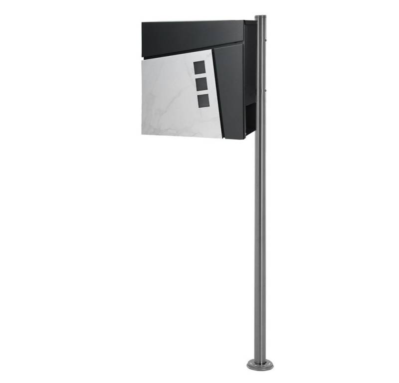 ML-DESIGN Standbriefkasten Briefkasten Postkasten mit Zeitungsfach, inkl. Standfuß, Briefkastenanlage mit Ständer Silber 120cm Mailbox mit Pfosten von ML-DESIGN