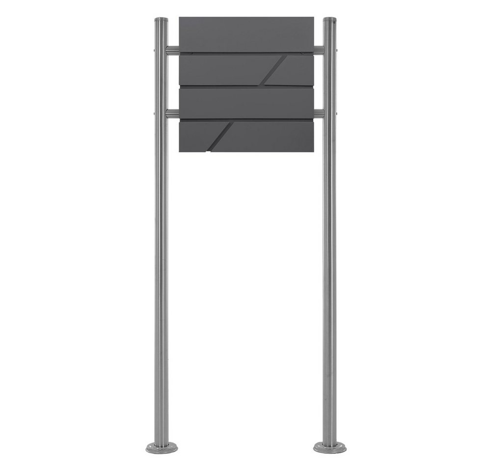 ML-DESIGN Standbriefkasten Briefkasten Postkasten mit Zeitungsfach, inkl. Standfuß, Briefkastenanlage mit Ständer Silber 120cm Mailbox mit Pfosten von ML-DESIGN