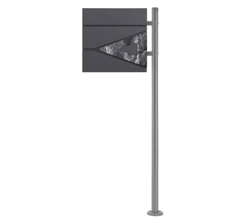 ML-DESIGN Standbriefkasten Briefkasten Postkasten mit Zeitungsfach, inkl. Standfuß, Briefkastenanlage mit Ständer Silber 120cm Mailbox mit Pfosten von ML-DESIGN