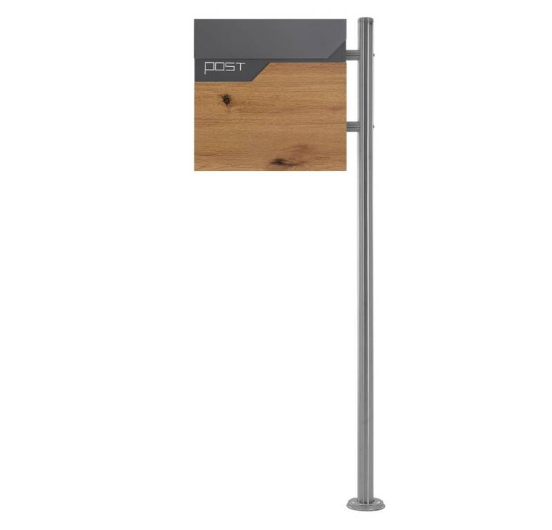 ML-DESIGN Standbriefkasten Briefkasten Postkasten mit Zeitungsfach, inkl. Standfuß, Briefkastenanlage mit Ständer Silber 120cm Mailbox mit Pfosten von ML-DESIGN