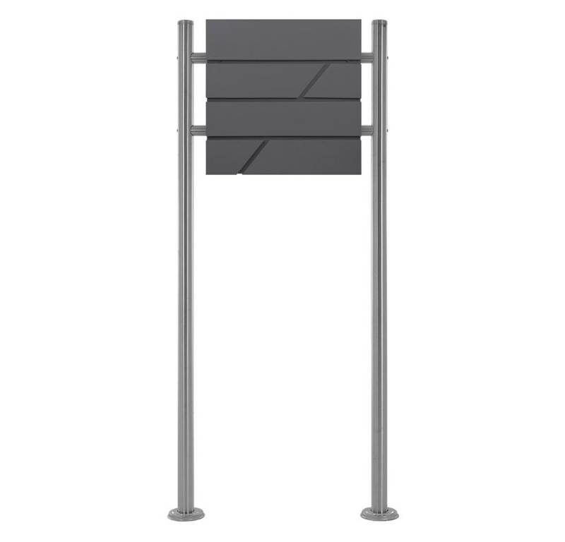 ML-DESIGN Standbriefkasten Briefkasten Postkasten mit Zeitungsfach, inkl. Standfuß, Briefkastenanlage mit Ständer Silber 120cm Mailbox mit Pfosten von ML-DESIGN