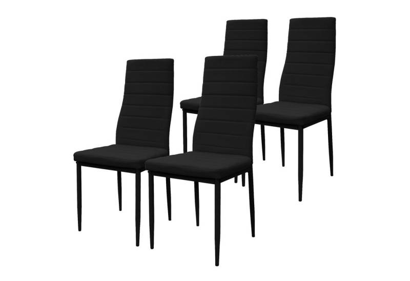 ML-DESIGN Polsterstuhl 4er Set Esszimmerstühle Küchenstühle mit Rückenlehne, Wohnzimmerstuhl (4 St), Ergonomischer Esstischstuhl Metallbeinen bis 120kg Kunstleder Schwarz von ML-DESIGN