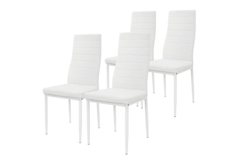 ML-DESIGN Polsterstuhl 4er Set Esszimmerstühle Küchenstühle mit Rückenlehne, Wohnzimmerstuhl (4 St), Ergonomischer Esstischstuhl mit Metallbeinen bis 120kg Kunstleder Weiß von ML-DESIGN