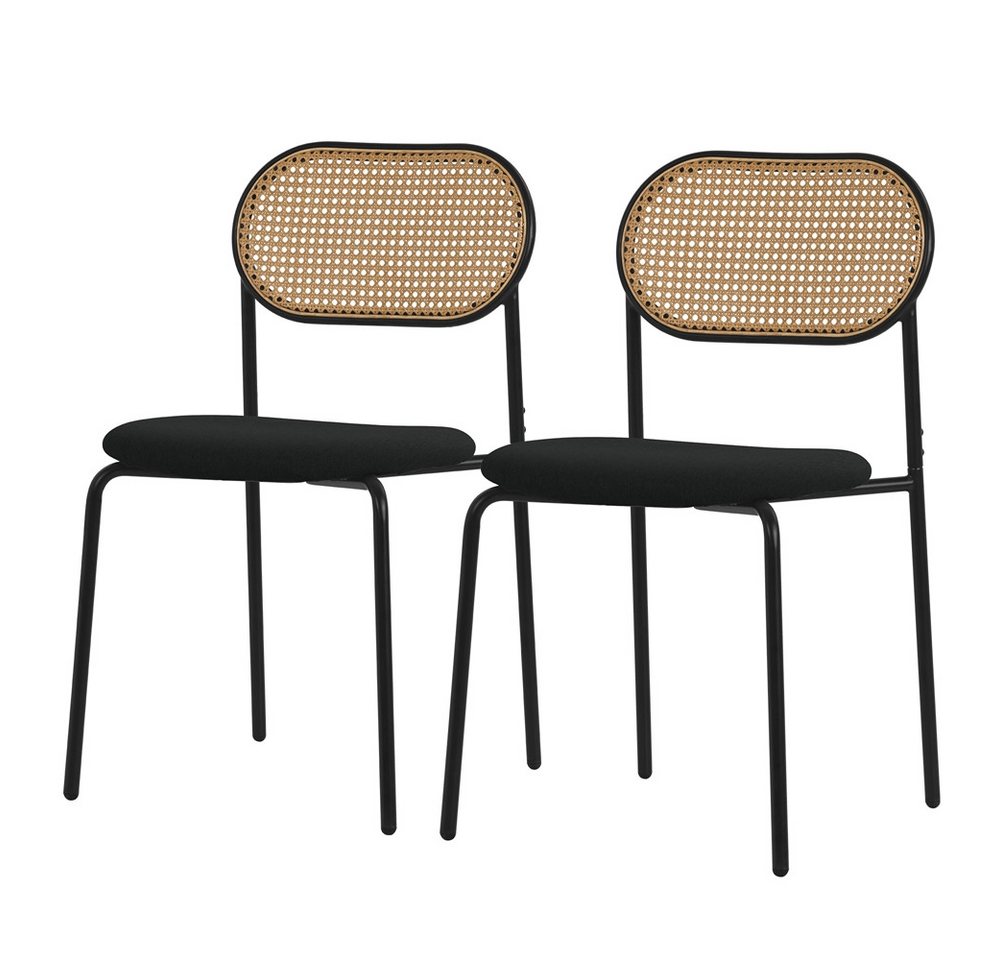 ML-DESIGN Stuhl Esszimmerstühle Rattanstuhl Polsterstühle Akzentstühle für Esszimmer (2 St), Esstischstühle mit Rückenlehne aus Rattan 2er Set Küchenstuhl von ML-DESIGN