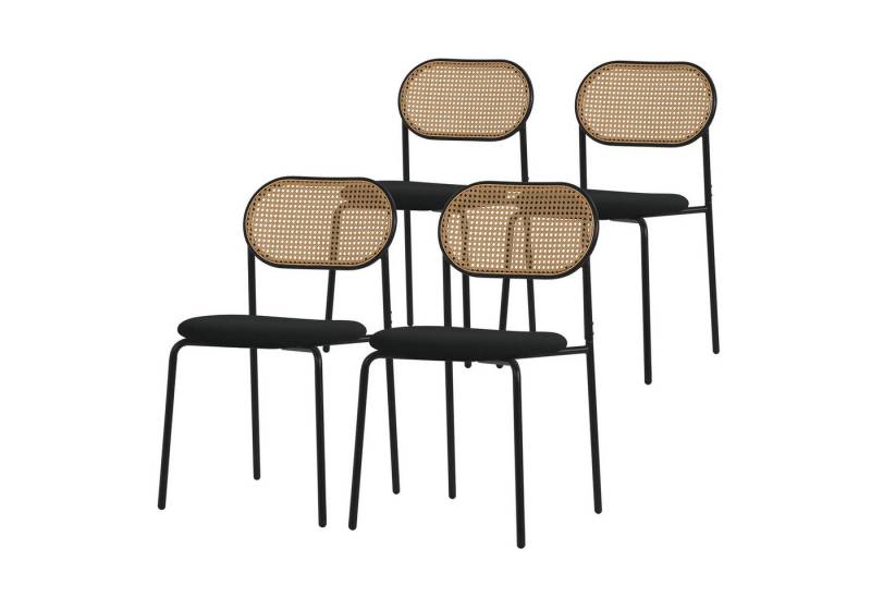ML-DESIGN Stuhl Esszimmerstühle Rattanstuhl Polsterstühle Akzentstühle für Esszimmer (4 St), Esstischstühle mit Rückenlehne aus Rattan 4er Set Küchenstuhl von ML-DESIGN