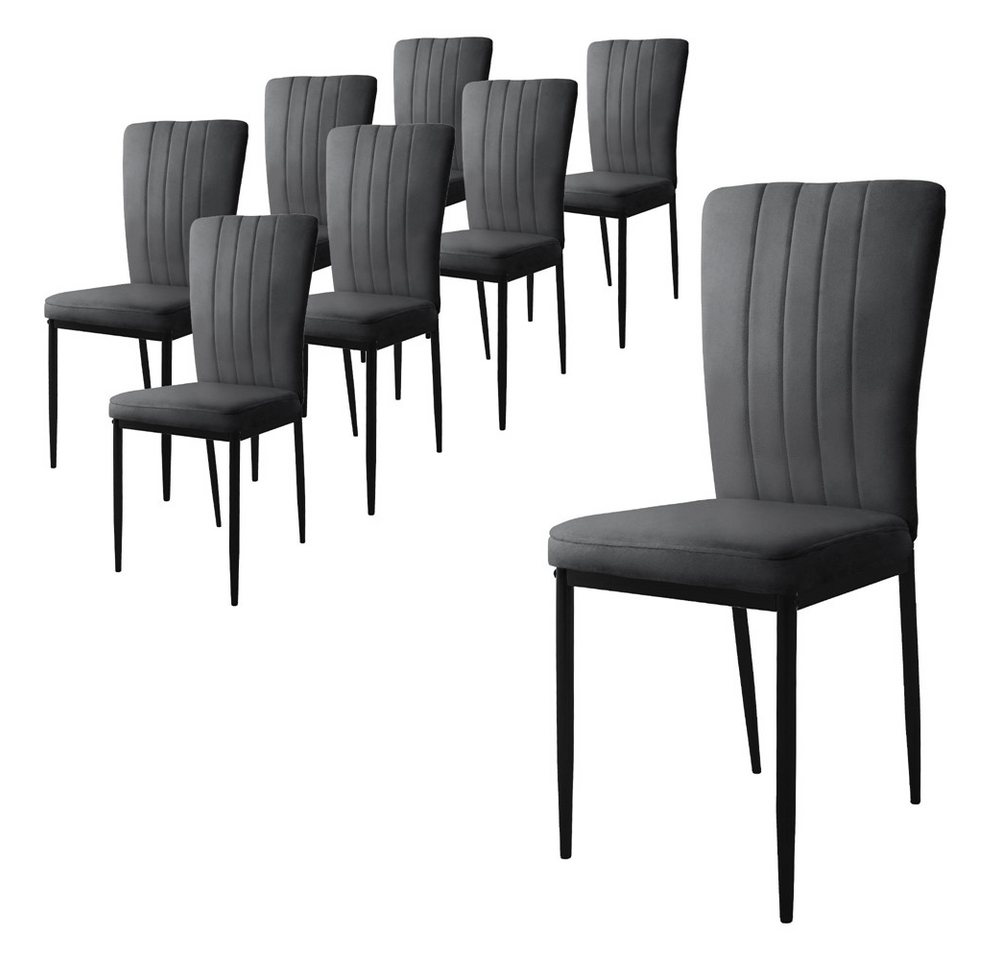 ML-DESIGN Stuhl Esszimmerstuhl mit Rückenlehne Samtbezug & Metallbeinen Küchenstühl (Komplett-Set, 8 St), 8er Set Polsterstuhl ergonomisch Esstisch-Stuhl Wohnzimmerstuhl von ML-DESIGN