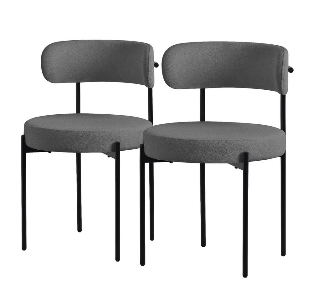 ML-DESIGN Stuhl Esszimmerstühle Set Küchenstuhl aus Teddystoff mit Metallbeinen (2 St), Design Lounge Polsterstuhl Clubstuhl 2er Set Küchenstuhl Teddystoff von ML-DESIGN