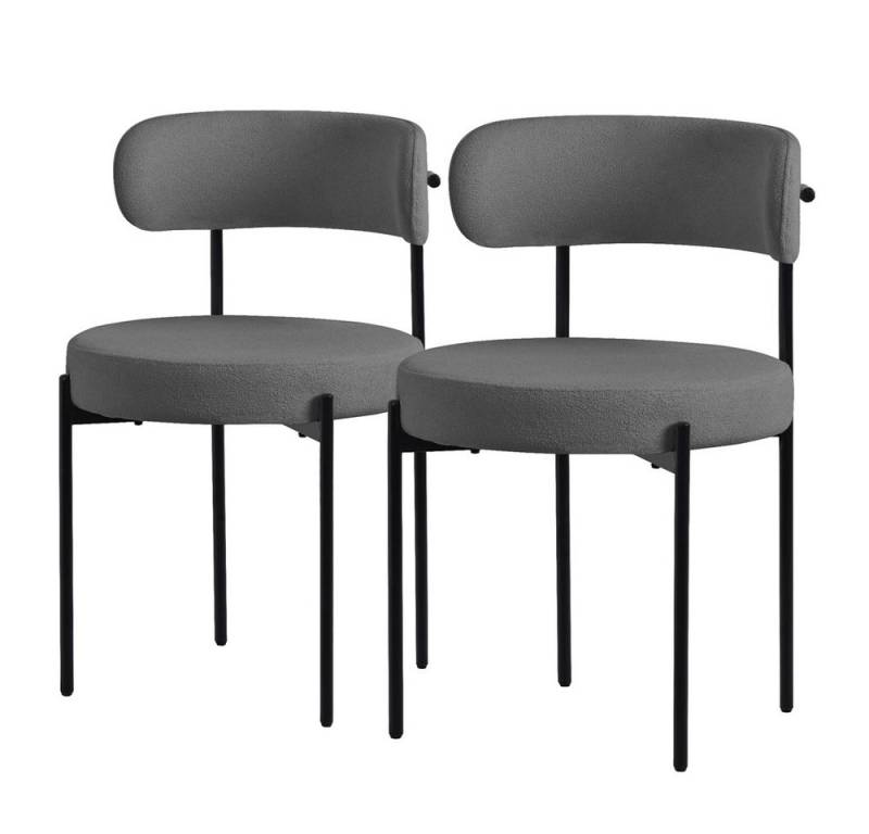 ML-DESIGN Stuhl Esszimmerstühle Set Küchenstuhl aus Teddystoff mit Metallbeinen (2 St), Design Lounge Polsterstuhl Clubstuhl 2er Set Küchenstuhl Teddystoff von ML-DESIGN