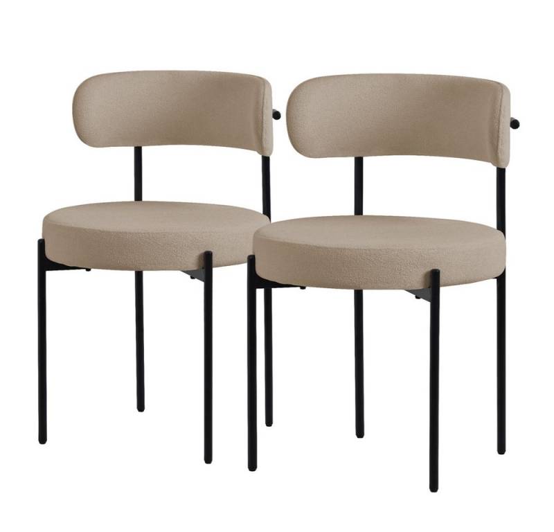 ML-DESIGN Stuhl Esszimmerstühle Set Küchenstuhl aus Teddystoff mit Metallbeinen (2 St), Design Lounge Polsterstuhl Clubstuhl 2er Set Küchenstuhl Teddystoff von ML-DESIGN