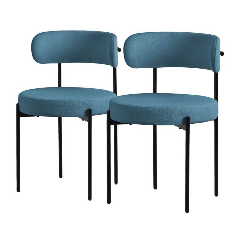 ML-DESIGN Stuhl Esszimmerstühle Set Küchenstuhl aus Teddystoff mit Metallbeinen (2 St), Design Lounge Polsterstuhl Clubstuhl 2er Set Küchenstuhl Teddystoff von ML-DESIGN
